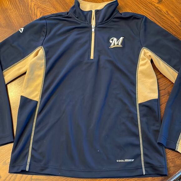 Milwaukee Brewers Youth 1/2 Zip Blue Medium 10/12 - Picture 1 of 3